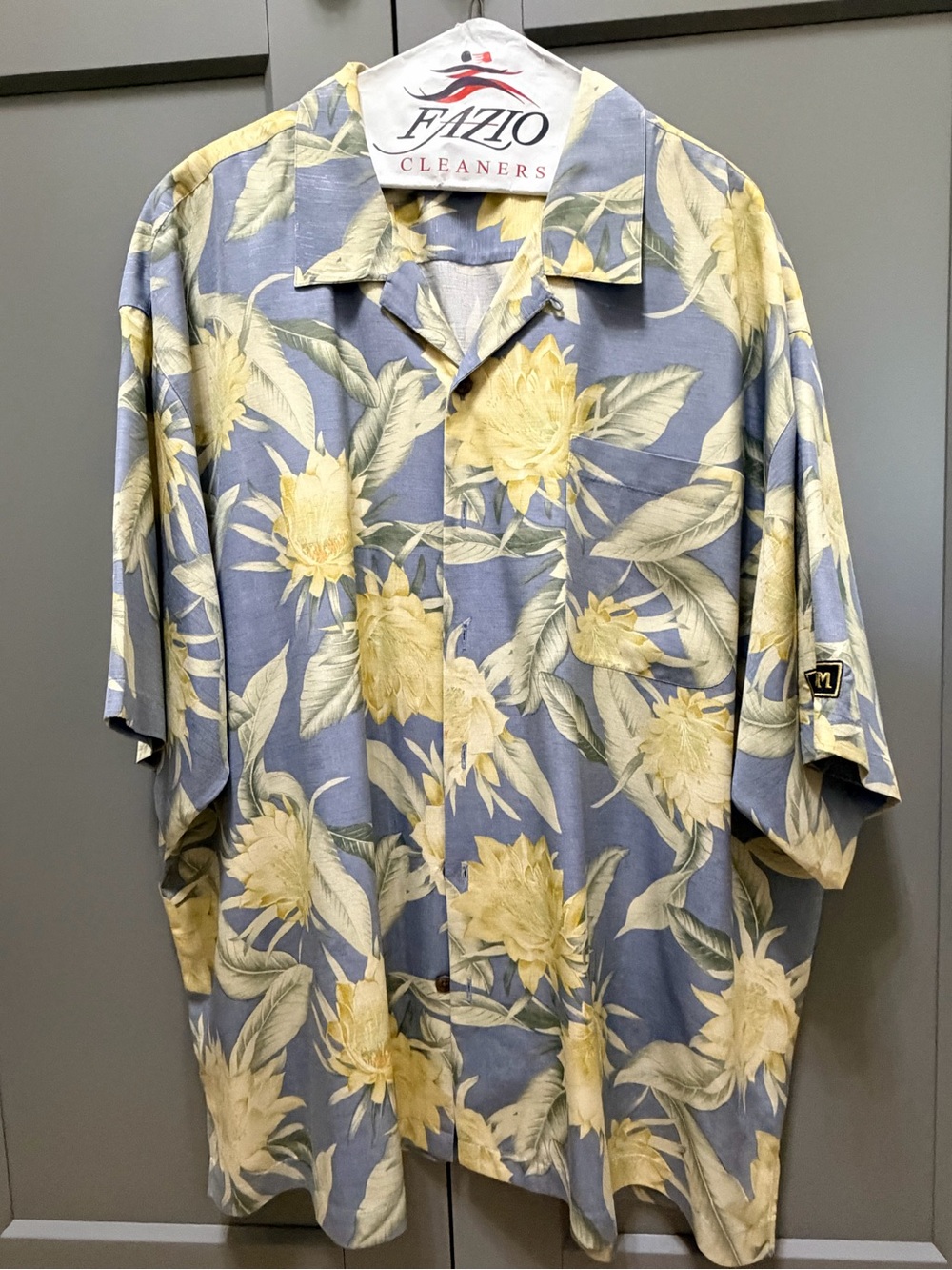 Tommy Bahama Blue & Yellow Tropical Floral Silk Camp Shirt